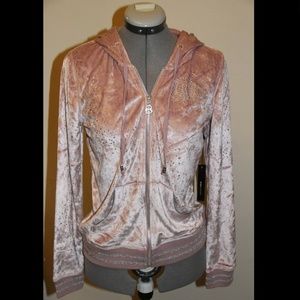 BCBG maxazria shimmer velvet crystal hoodie jacket